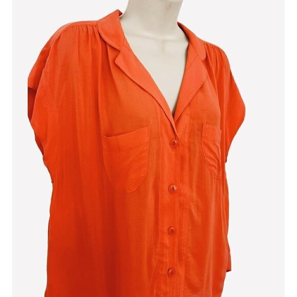 Maeve For Anthropologie Woman's Sz S Orange Tangerine Raffine Popover Blouse - Picture 3 of 8
